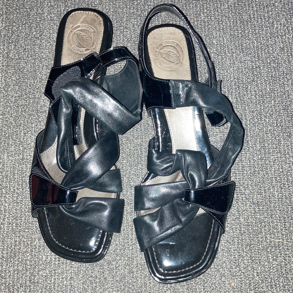 Size 8 Black leather/patent leather women sandals.